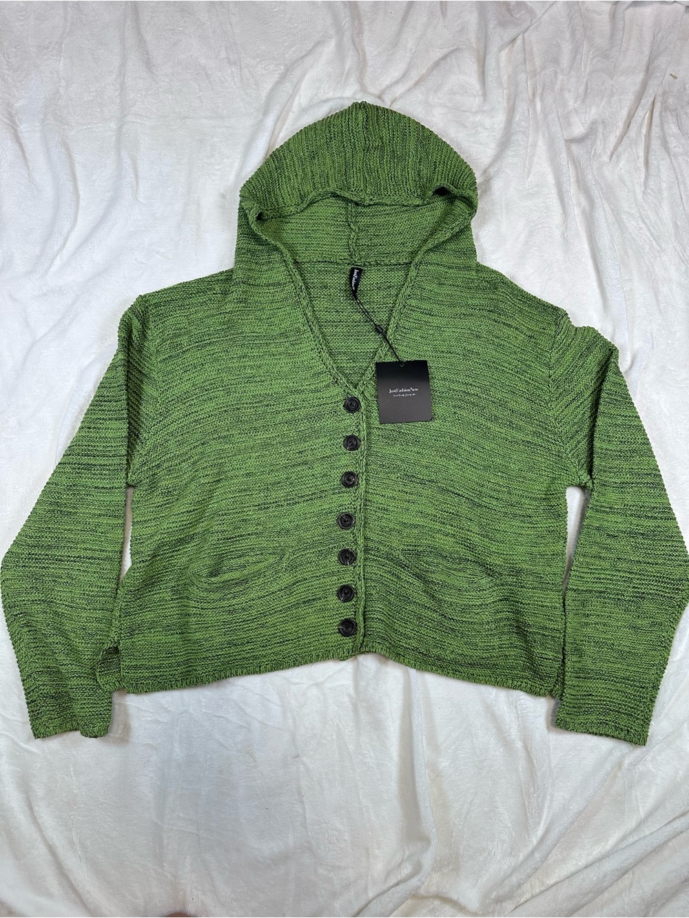Button-Front Green Hooded sweater